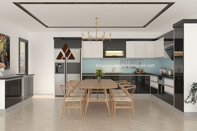 Tủ bếp nhựa sơn phủ men bóng