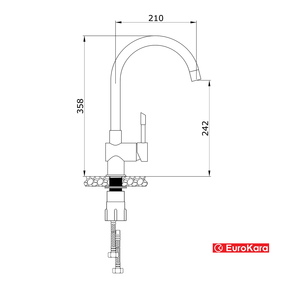 Kích thước Vòi rửa bát Eurokara EK-1606CH