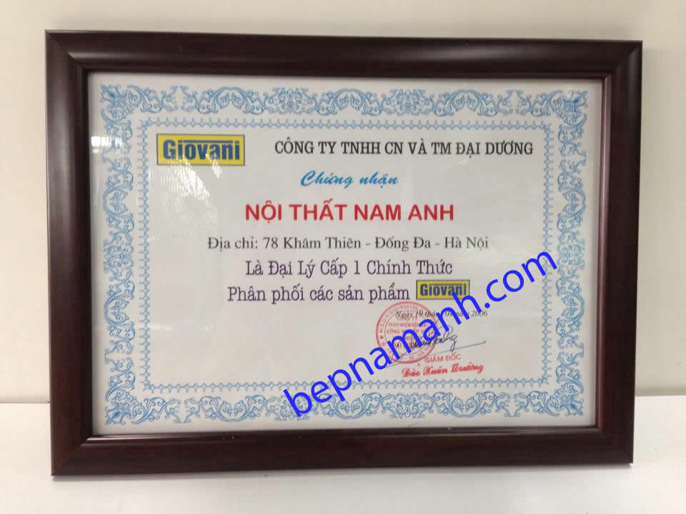 giovani-7 giấy chứng nhận của bếp từ giovani