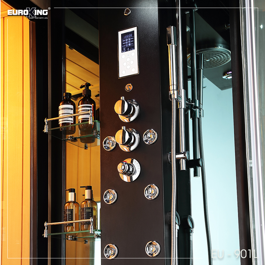 Hình ảnh hệ thống massage và bảng điều khiển Phòng xông hơi Euroking Eu-A901 Black